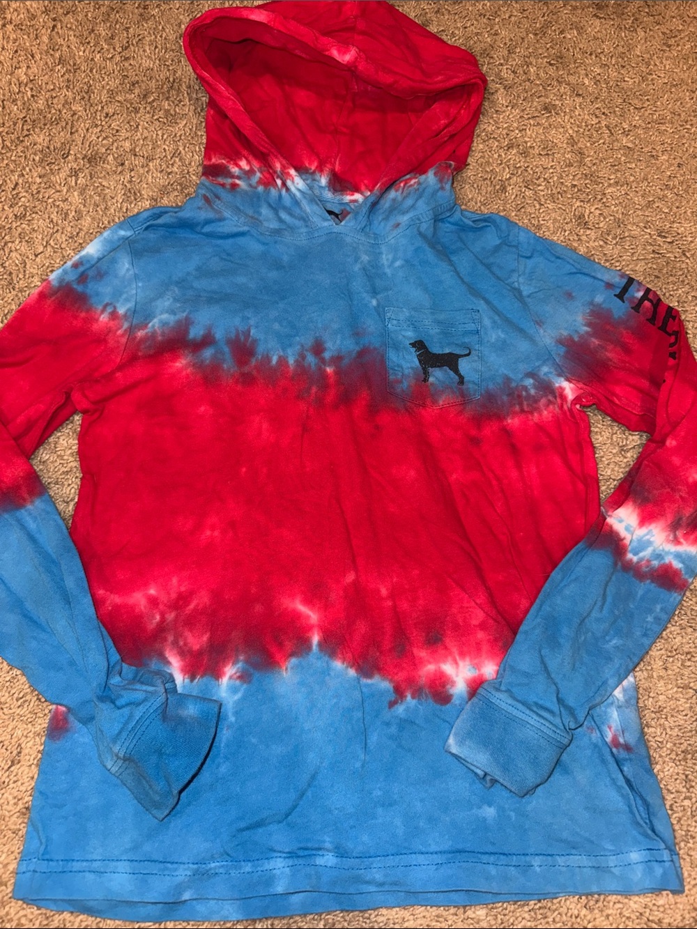 The Black Dog Red & Blue Tie-Dye Pullover Hoodie for Kids